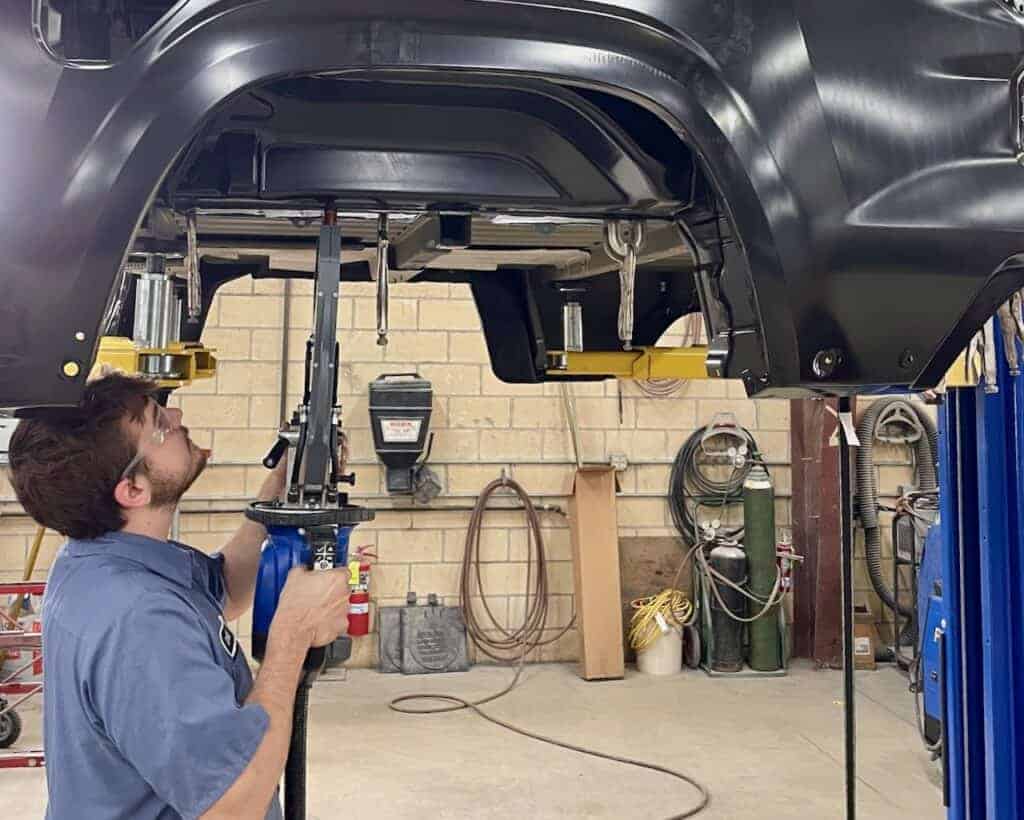 Collision work being performed at McCarthy's Auto Body 